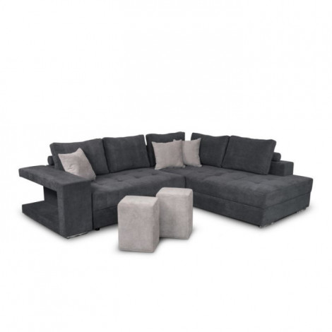 Canapé d'Angle Droit Convertible Niche à Gauche "Raly" 288cm Gris|Canape|Paris Prix