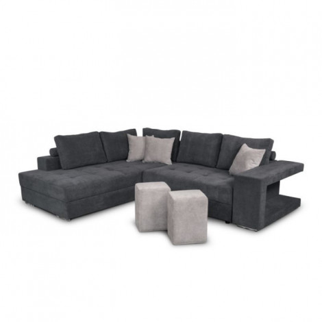 Canapé d'Angle Gauche Convertible Niche à Droite "Raly" 288cm Gris|Canape|Paris Prix