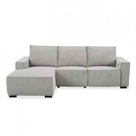 Canapé d'Angle Gauche Velours "Hollis" 267cm Gris Clair|Canape|Paris Prix