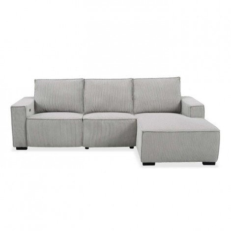 Canapé d'Angle Droit Velours "Hollis" 267cm Gris Clair|Canape|Paris Prix