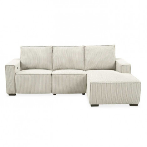Canapé d'Angle Droit Velours "Hollis" 267cm Beige|Canape|Paris Prix