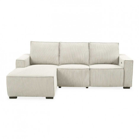Canapé d'Angle Gauche Velours "Hollis" 267cm Beige|Canape|Paris Prix