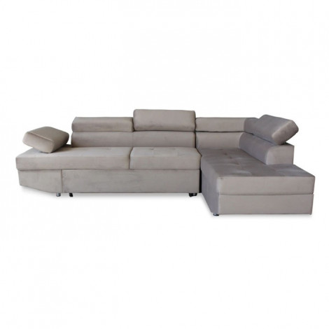 Canapé d'Angle Droit Velours "Duke" 260cm Taupe|Canape|Paris Prix