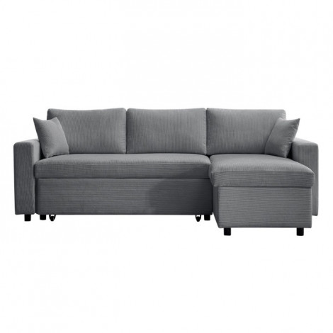 Canapé d'Angle Convertible Velours "Arron" 227cm Gris|Canape|Paris Prix
