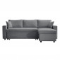 Canapé d'Angle Convertible Velours "Arron" 227cm Gris|Canape|Paris Prix
