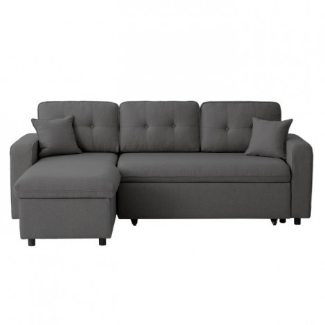 Canapé d'Angle Convertible "Pete" 220cm Gris Foncé|Canape|Paris Prix