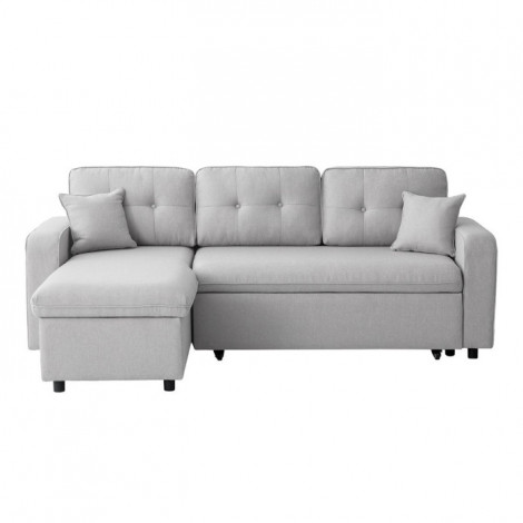 Canapé d'Angle Convertible "Pete" 220cm Gris Clair|Canape|Paris Prix