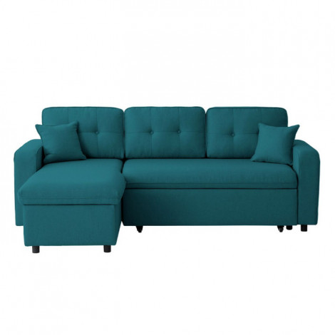Canapé d'Angle Convertible "Pete" 220cm Bleu Pétrole|Canape|Paris Prix