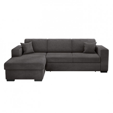 Canapé d'Angle Gauche Convertible "Harlan" 262cm Gris Foncé|Canape|Paris Prix