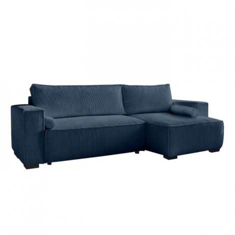 Canapé d'Angle Convertible Velours "Arron" 248cm Bleu Foncé|Canape|Paris Prix