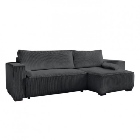 Canapé d'Angle Convertible Velours "Arron" 248cm Gris Foncé|Canape|Paris Prix