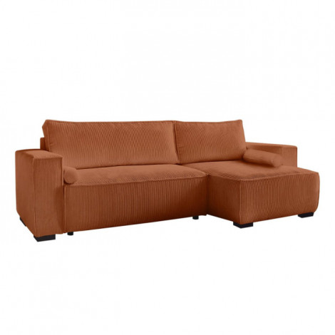Canapé d'Angle Convertible Velours "Arron" 248cm Terracotta|Canape|Paris Prix