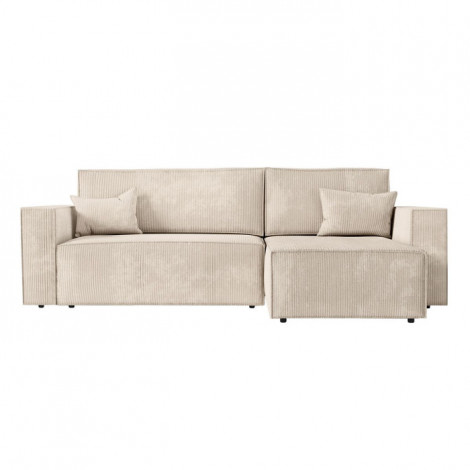 Canapé d'Angle Convertible Velours "Mollie" 269cm Beige|Canape|Paris Prix