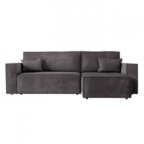 Canapé d'Angle Convertible Velours "Mollie" 269cm Gris Foncé|Canape|Paris Prix