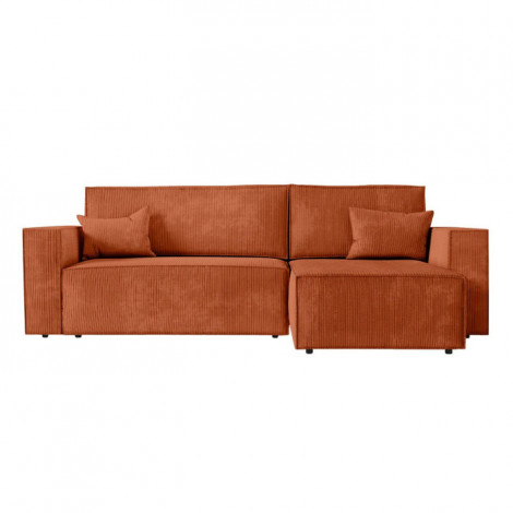 Canapé d'Angle Convertible Velours "Mollie" 269cm Terracotta|Canape|Paris Prix