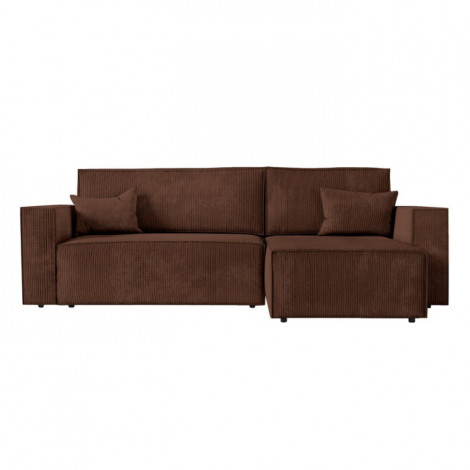 Canapé d'Angle Convertible Velours "Mollie" 269cm Marron|Canape|Paris Prix