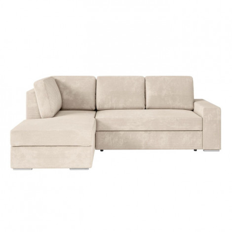 Canapé d'Angle Gauche Convertible Velours "Ares" 246cm Beige|Canape|Paris Prix