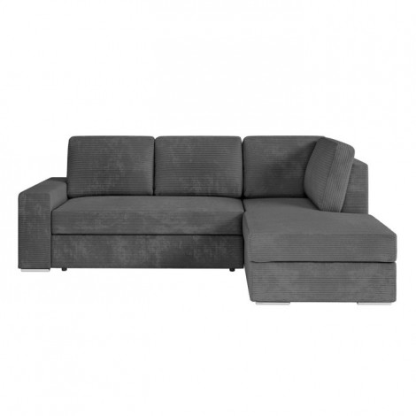 Canapé d'Angle Droit Convertible Velours "Ares" 246cm Gris Foncé|Canape|Paris Prix