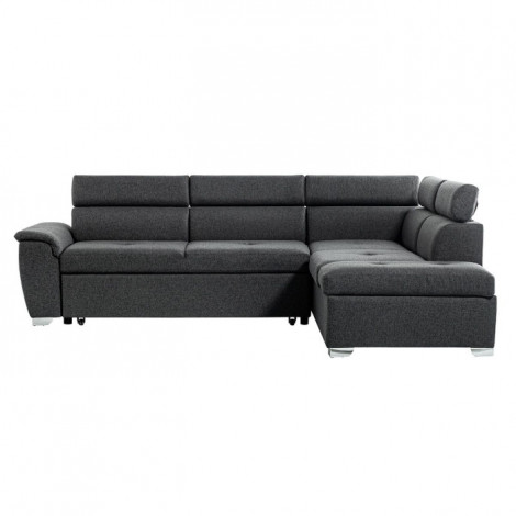 Canapé d'Angle Droit Convertible "Gino" 261cm Gris Foncé|Canape|Paris Prix