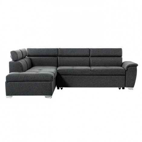 Canapé d'Angle Gauche Convertible "Gino" 261cm Gris Foncé|Canape|Paris Prix