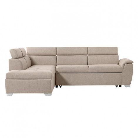 Canapé d'Angle Gauche Convertible "Gino" 261cm Beige|Canape|Paris Prix
