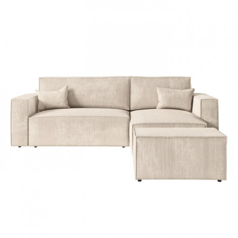 Canapé d'Angle Convertible & Pouf "Mollie" 269cm Beige|Canape|Paris Prix