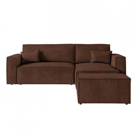 Canapé d'Angle Convertible & Pouf "Mollie" 269cm Marron|Canape|Paris Prix