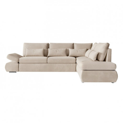 Canapé d'Angle Convertible Velours "Minoso" 267cm Beige|Canape|Paris Prix