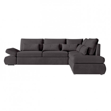 Canapé d'Angle Convertible Velours "Minoso" 267cm Gris Foncé|Canape|Paris Prix