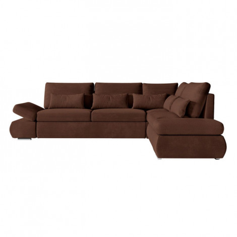 Canapé d'Angle Convertible Velours "Minoso" 267cm Marron|Canape|Paris Prix