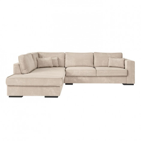 Canapé d'Angle Gauche Velours "Byzance" 303cm Beige|Canape|Paris Prix