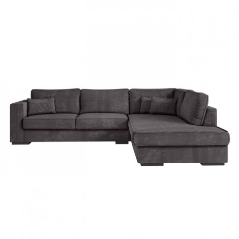 Canapé d'Angle Droit Velours "Byzance" 303cm Gris Foncé|Canape|Paris Prix