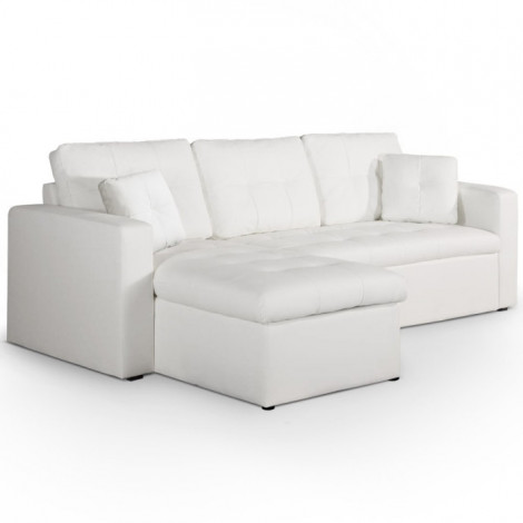 Canapé d'Angle Convertible "Corto" 230cm Blanc|Canape|Paris Prix