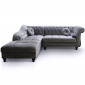 Canapé Chesterfield Velours "Brighton" 240cm Argent Angle Gauche|Canape|Paris Prix
