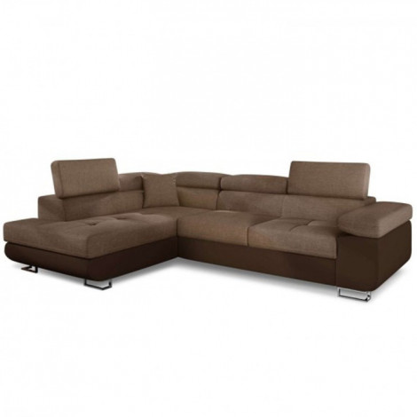 Canapé d'Angle Droit Convertible "Marius" 275cm Marron|Canape|Paris Prix