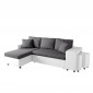 Canapé d'Angle Réversible Convertible Niche à Droite "Kraky" 241cm Gris & Blanc|Canape|Paris Prix