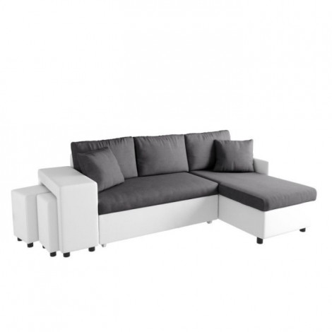 Canapé d'Angle Réversible Convertible Niche à Gauche "Kraky" 241cm Gris & Blanc|Canape|Paris Prix