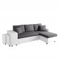 Canapé d'Angle Réversible Convertible Niche à Gauche "Kraky" 241cm Gris & Blanc|Canape|Paris Prix