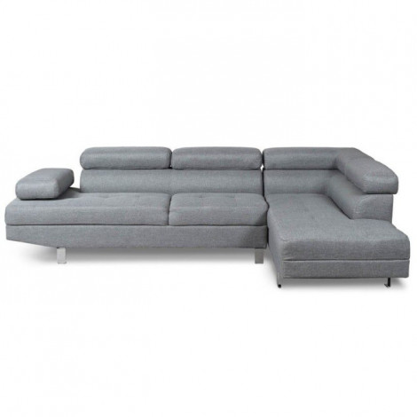 Canapé d'Angle Droit en Tissu "Têtière" 260cm Gris|Canape|Paris Prix