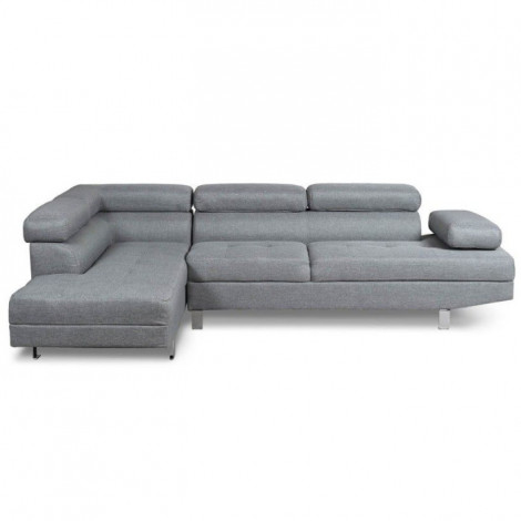 Canapé d'Angle Gauche en Tissu "Têtière" 260cm Gris|Canape|Paris Prix