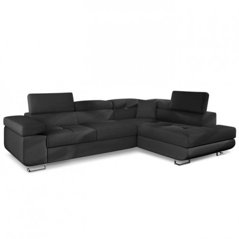 Canapé Convertible d'Angle Droit "Toms" 275cm Noir|Canape|Paris Prix