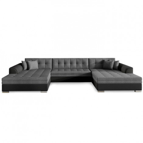 Canapé Panoramique Convertible "Ascobar" 365cm Noir & Gris|Canape|Paris Prix