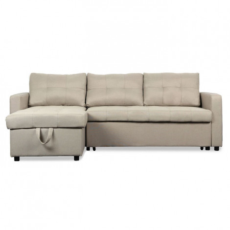 Canapé d'Angle Convertible Tissu "Corto" 230cm Beige|Canape|Paris Prix
