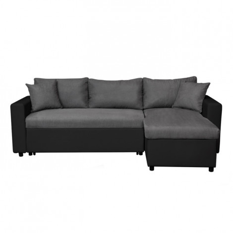 Canapé Convertible d'Angle Réversible "César" 227cm Noir & Gris|Canape|Paris Prix