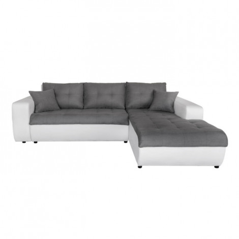 Canapé d'Angle Droit Convertible Microfibre "Liace" 242cm Gris & Blanc|Canape|Paris Prix