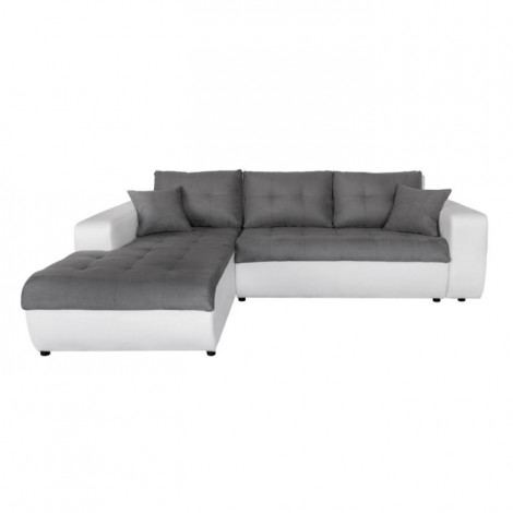 Canapé d'Angle Gauche Convertible Microfibre "Liace" 242cm Gris & Blanc|Canape|Paris Prix