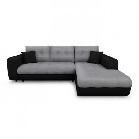 Canapé d'Angle Droit Convertible Microfibre "Liace" 242cm Gris & Noir|Canape|Paris Prix