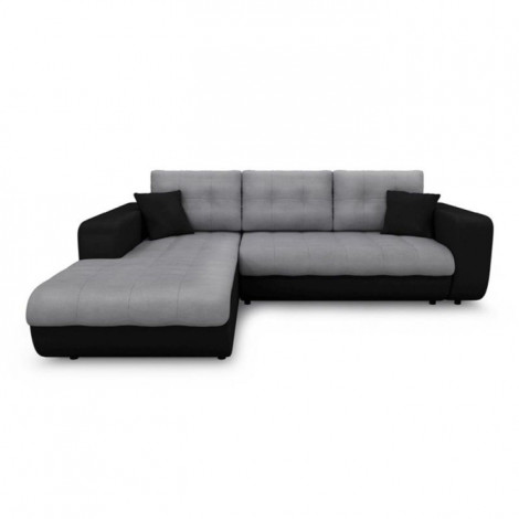 Canapé d'Angle Gauche Convertible Microfibre "Liace" 242cm Gris & Noir|Canape|Paris Prix
