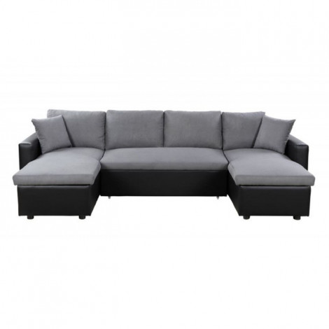 Canapé Panoramique Convertible Microfibre "Dayo" 295cm Gris & Noir|Canape|Paris Prix