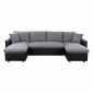 Canapé Panoramique Convertible Microfibre "Dayo" 295cm Gris & Noir|Canape|Paris Prix